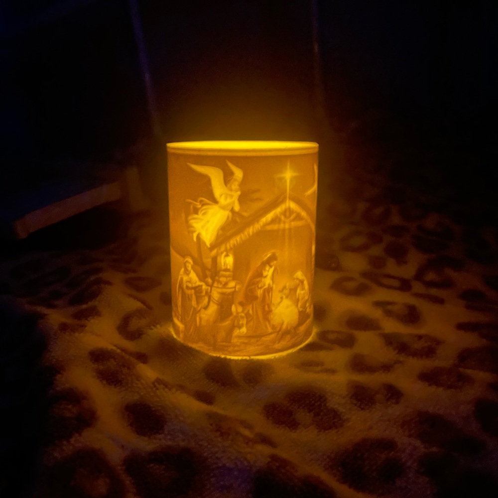 Illuminated Nativity Scene candle light